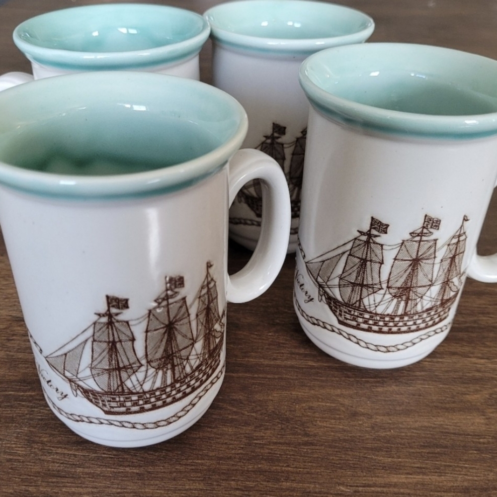 Vintage Set of 4 Churchill England Nautical Mugs